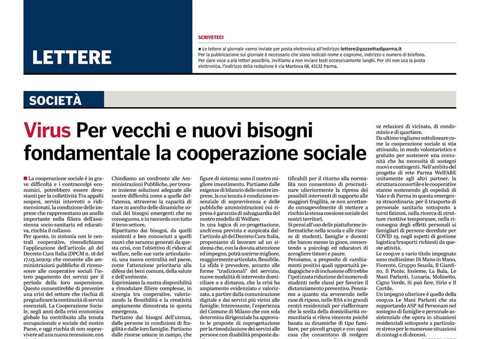 Comunicato CSS: “Per vecchi e nuovi bisogni è fondamentale la cooperazione sociale”